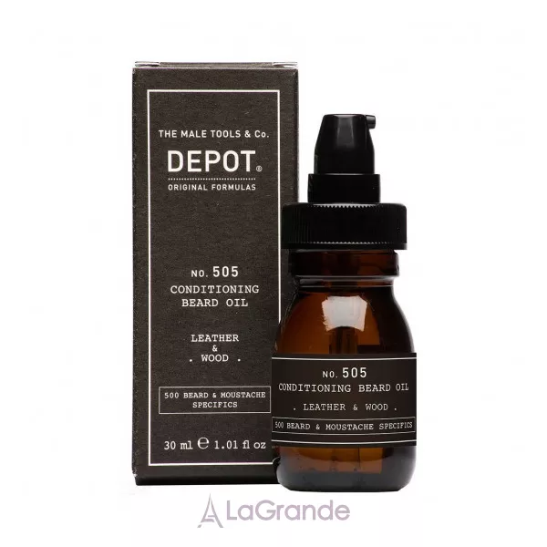 Depot Beard & Moustache Specifics 505 Beard Oil Leather & Wood ����� ��� ������ 