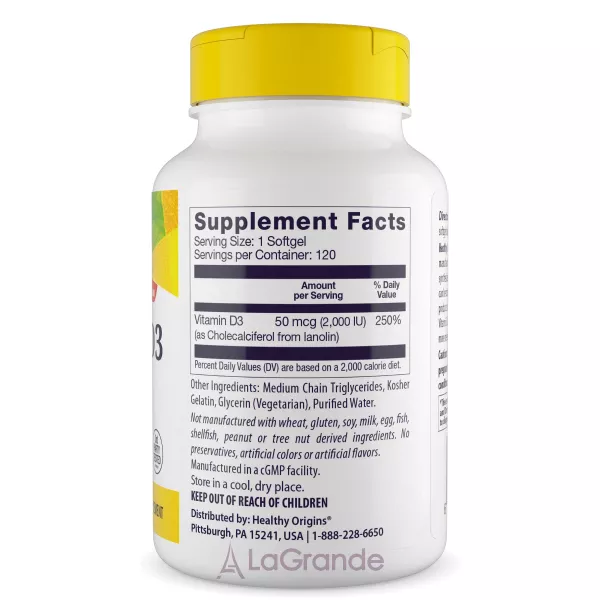 Healthy Origins Vitamin D3 in MCT Oil 2000 IU ����������� ������� 