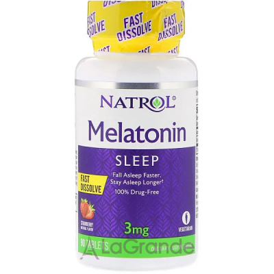 Natrol Melatonin Fast Dissolve Strawberry 3 mg   