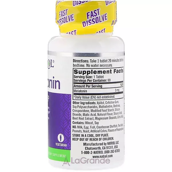 Natrol Melatonin Fast Dissolve Strawberry 3 mg ĳ������ ������� 