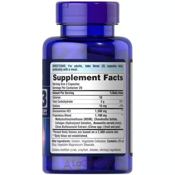 Puritan's Pride Double Strength Glucosamine, Chondroitin & MSM Joint Soother Capsules ����������� ������� ��� ������, ������ � �������� 