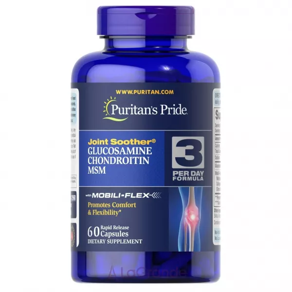 Puritan's Pride Double Strength Glucosamine, Chondroitin & MSM Joint Soother Capsules ����������� ������� ��� ������, ������ � �������� 
