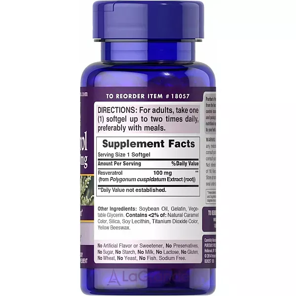 Puritan's Pride Resveratrol 100 mg ����������� ������� ��� ��������������� ������ 