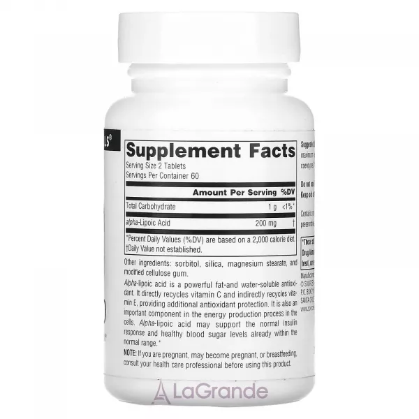 Source Naturals Alpha Lipoic Acid 100 mg ĳ������ ������� ��� ���������������� ������� 