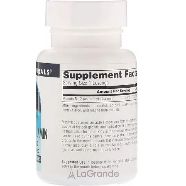 Source Naturals MethylCobalamin Vitamin B12 5 mg Cherry Flavored ĳ������ ������� 