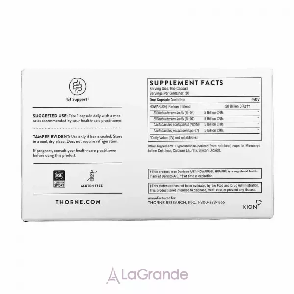 Thorne Research FloraSport 20B ���������, 20 ���� ���
