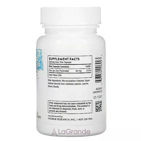 Thorne Research Zinc Picolinate 30 mg ����������� ������� 