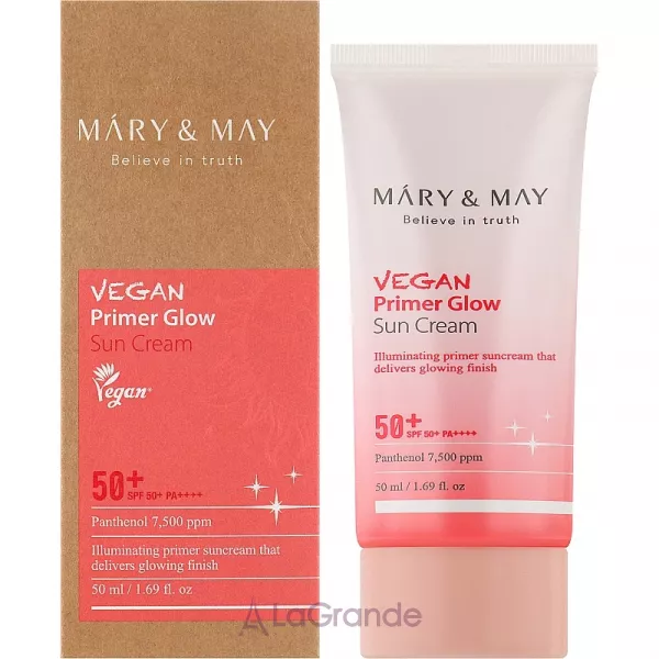Mary & May Vegan Primer Glow Sun Cream SPF50+ PA++++ ������������� ���� ��� �������