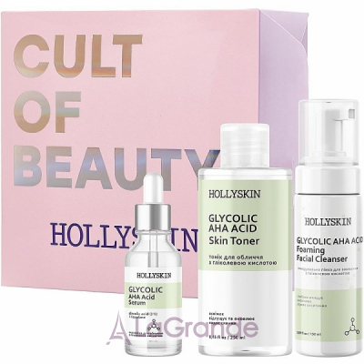 Hollyskin Glycolic AHA Acid Basic Care  (foam/150ml + ser/30ml + toner/250ml)