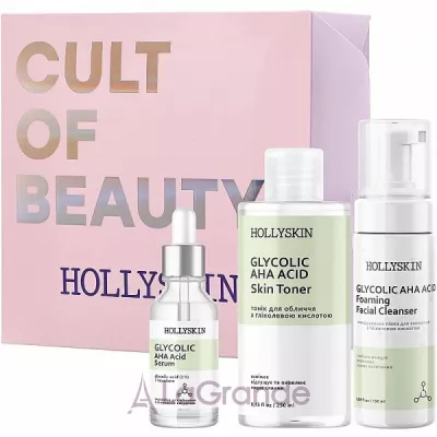 Hollyskin Glycolic AHA Acid Basic Care  (foam/150ml + ser/30ml + toner/250ml)