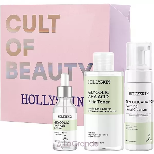 Hollyskin Glycolic AHA Acid Basic Care ���� (foam/150ml + ser/30ml + toner/250ml)