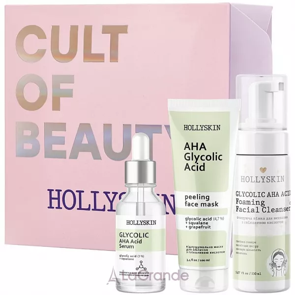 Hollyskin Glycolic AHA Acid Intensive Care ���� (mask/100ml + foam/150ml + ser/50ml)