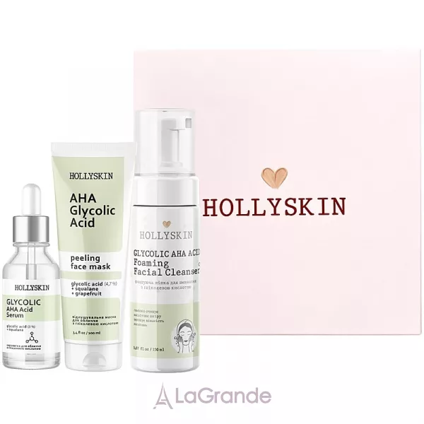 Hollyskin Glycolic AHA Acid Intensive Care ���� (mask/100ml + foam/150ml + ser/50ml)