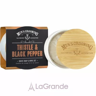 Scottish Fine Soaps Thistle & Black Pepper Shave Soap & Bowl    +  