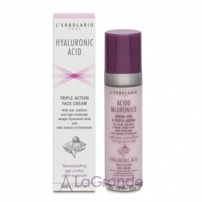 L'Erbolario Hyaluronic Acid Triple Action Face Cream Night Treatment ͳ      