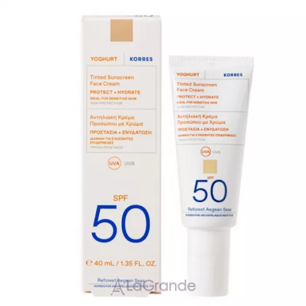 Korres Yoghurt Tinted Sunscreen Face Cream SPF50 ������������� ���� ��� �������