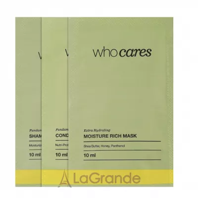 Who Cares Tester Set  (shm/3x10ml + h/cond/3x10ml + h/mask/3x10ml)