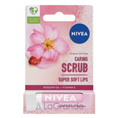 NIVEA Caring Scrub Super Soft Lips Rosehip Oil + Vitamin E -     