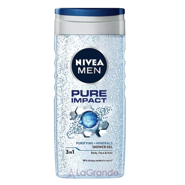NIVEA MEN Pure Impact 3in1 Shower Gel ���� ��� ���� 3�1 ��� ����, ���� � �����