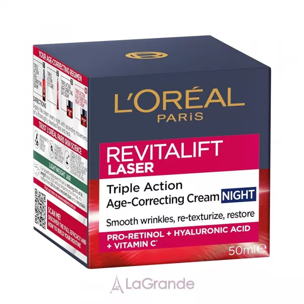 L'Oreal Paris Revitalift Laser �3 Night Cream ͳ���� ���������� ����-������ ������� 䳿 ��� ���� �������