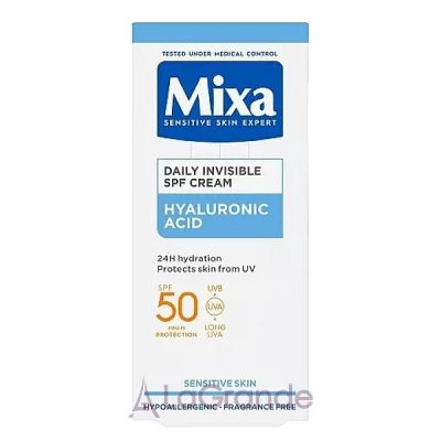 Mixa Hyaluronic Acid Daily Invisible SPF50 Cream                 SPF 50