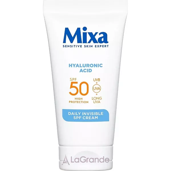 Mixa Hyaluronic Acid Daily Invisible SPF50 Cream ���������� ���� � ������������ �������� ��� ����� � �������������� ���� ���� � ����� ������� �������� ������ SPF 50