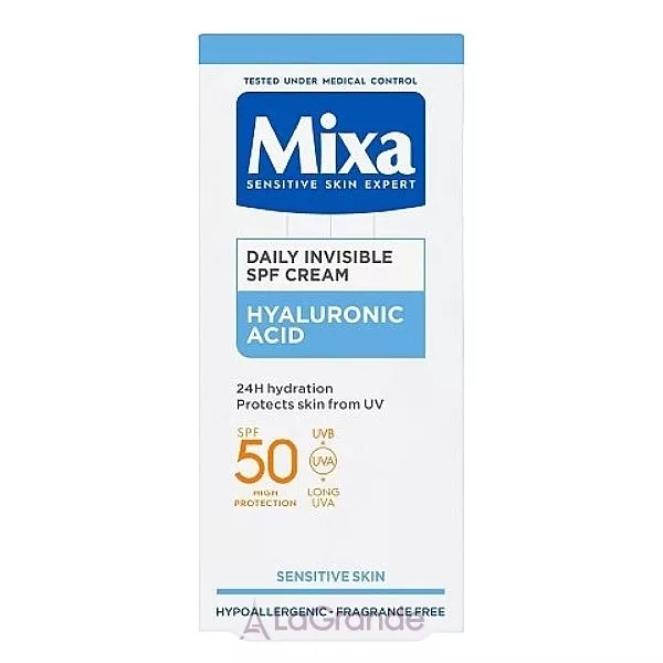 Mixa Hyaluronic Acid Daily Invisible SPF50 Cream ���������� ���� � ������������ �������� ��� ����� � �������������� ���� ���� � ����� ������� �������� ������ SPF 50