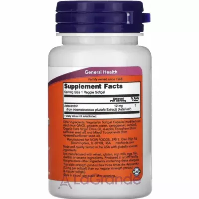 Now Foods Astaxanthin 12 mg Triple Strength    12 