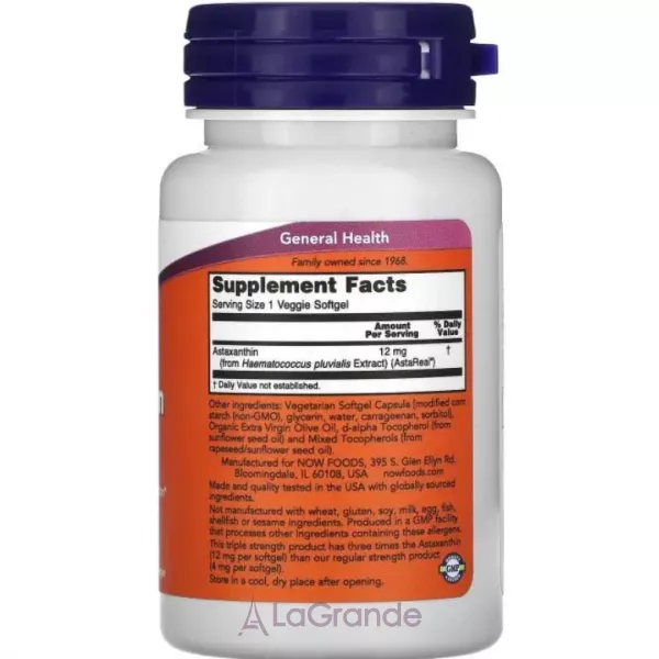 Now Foods Astaxanthin 12 mg Triple Strength ����������� ������� ���� 12 ��