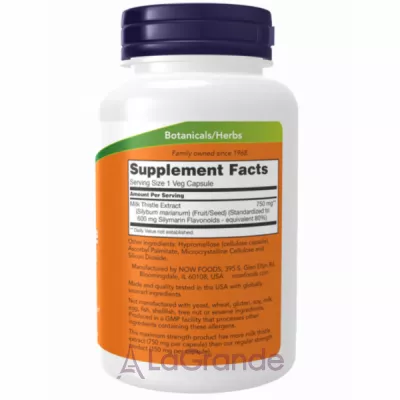 Now Foods Milk Thistle Extract 750mg Silymarin 600mg     750 