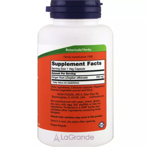 Now Foods Ginger Root 550 mg ����� ������ 550 ��