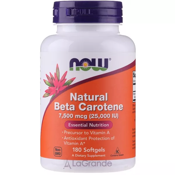 Now Foods Natural Beta Carotene 7500mcg (25000IU) ����������� ����-������� 7500 ��� (25 000 ��),������� ��������