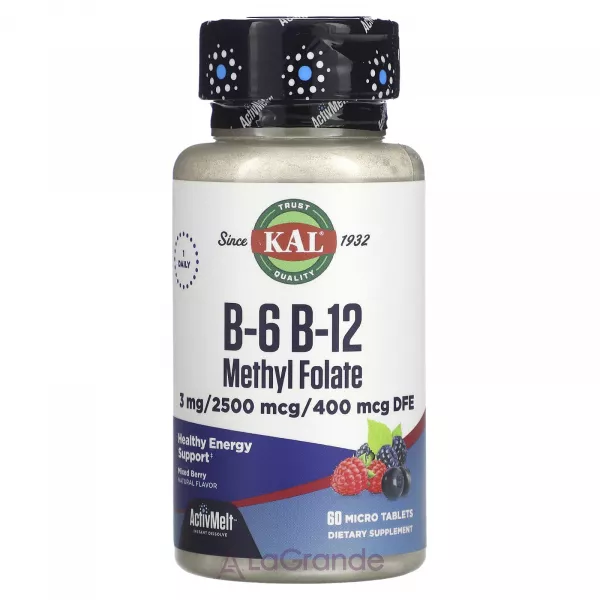KAL B-6 B-12 Methyl Folate 3 mg/2500 mcg/400 mcg ����������� ������� 
