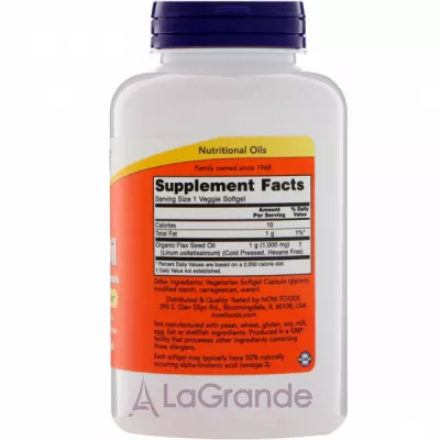 Now Foods Flax Oil 1000 mg   1000 