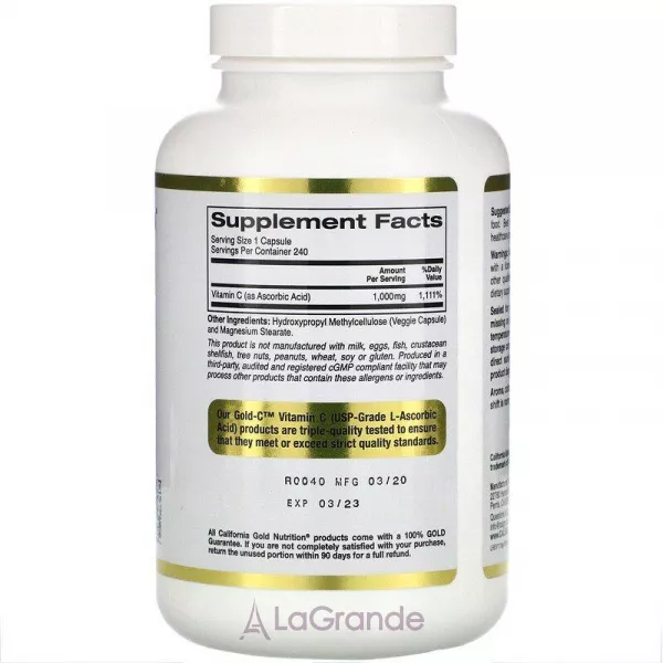 California Gold Nutrition Gold C Vitamin C 1000 mg ����������� ������� 