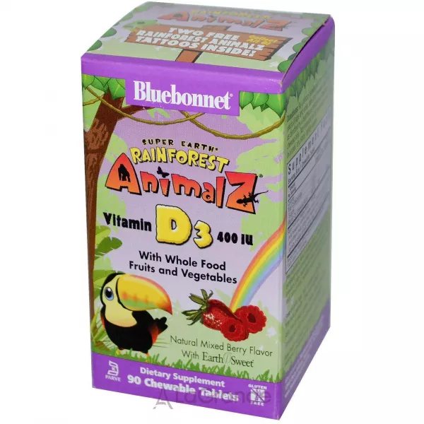 Bluebonnet Nutrition Rainforest Animalz Vitamin D3 400 IU ����������� ������� ��� ����� 