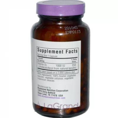 Bluebonnet Nutrition Vitamin D3 1000 IU ĳ  