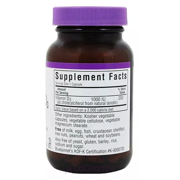 Bluebonnet Nutrition Vitamin D3 1000 IU ����������� ������� 