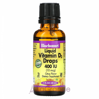 Bluebonnet Nutrition Liquid Vitamin D3 Drops 400 IU ĳ  