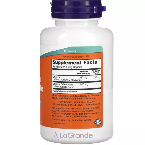 Now Foods Calcium D-Glucarate 500mg �������� ������� 500 ��