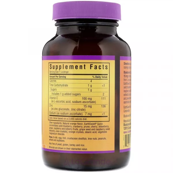 Bluebonnet Nutrition Zinc Lozenges 15 mg ����������� ������� 