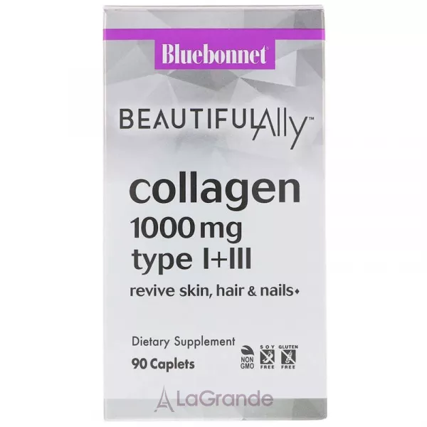 Bluebonnet Nutrition Beautiful Ally Collagen Type I + III 1000 mg ����������� ������� 
