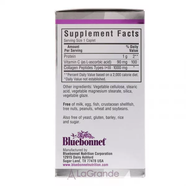 Bluebonnet Nutrition Beautiful Ally Collagen Type I + III 1000 mg ����������� ������� 