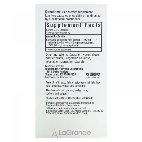 Bluebonnet Nutrition Intimate Essentials Lj100 ����������� ������� ��� ����������� � �������������� ���������