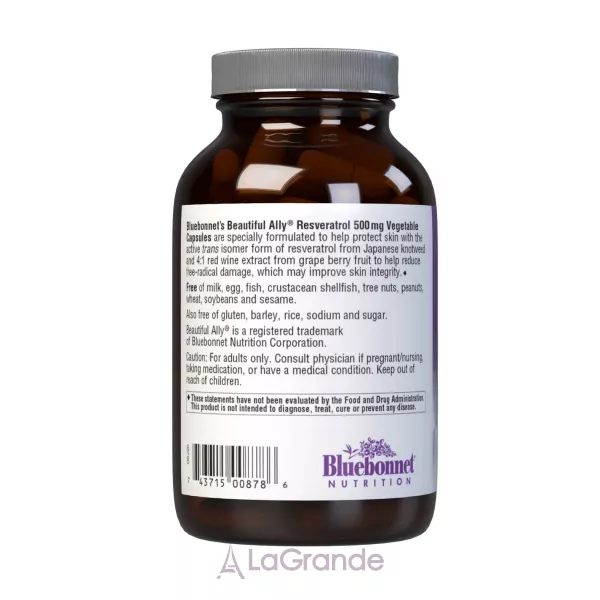 Bluebonnet Nutrition Beautiful Ally Resveratrol 500 mg ����������� ������� 