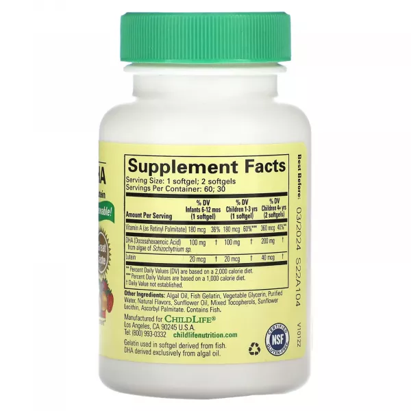 ChildLife Essentials Algae DHA with Vitamin A & Lutein ����������� ������� ��� ����� 