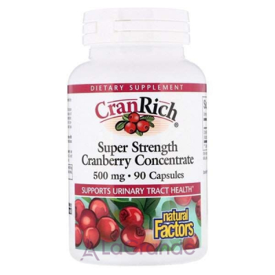 Natural Factors Cran Rich Super Strength Cranberry Concentrate 500 mg   500 