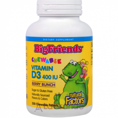 Natural Factors Big Friends Vitamin D3 10 mcg (400 IU) Berry Bunch  D3 10  (400 )  