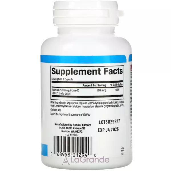 Natural Factors Vitamin K2 120mcg ������� �2 120 ���