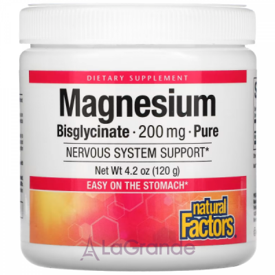 Natural Factors Magnesium Bisglycinate 200mg    200 
